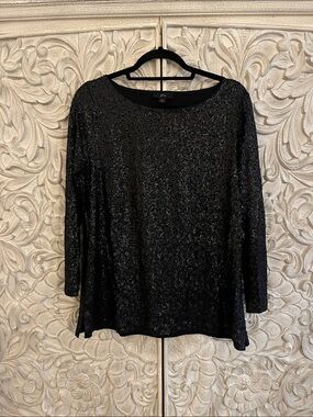 J. Crew Black Sequin Top